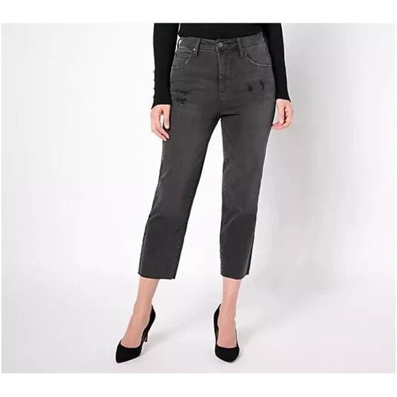 Studio Park x Amy Stran Tall Distressed‎ Hem Black Jean Black Tall 12p PRE OWNED - Picture 1 of 6